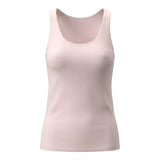 A Cream Pink sleeveless tank top with a wide scoop neckline, displayed on a clean, white background.