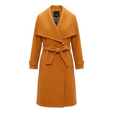 Women's Below-Knee Belted Coat Orange 10