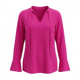 Women's Tie Neck Blouse Fuchsia 16
