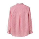 Women's Long Sleeve Striped Linen Shirt White / Apricot 10