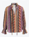 Women's Farah Floral Print Silk Blouse Chai Tea Multi UK 12