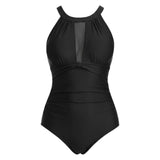 Black One Piece Mesh Swimsuit XL