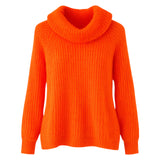 Orange Neon Chunky Knit Roll Neck Sweater 10