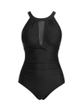Joweechy Women's Black One Piece Mesh Swimsuit