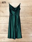 Women Satin Sleeveless Green Midi Dress Size M / UK 8 - 10