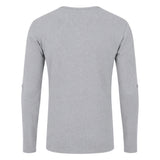 Lee Cooper men's ribbed henley long sleeve top grey marl back view 