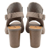 Women's Peep Toe Block Heel Sandals Beige 39