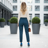 Women's Petrol Blue Tapered Trousers with Tie Belt Size 8