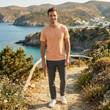 H&M crewneck t-shirt coral worn front view