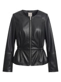 Women’s Black Faux Leather Peplum Jacket Size XS
