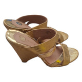 Women's Snake-Effect Wedge Sandals Gold 7