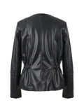 Women’s Black Faux Leather Peplum Jacket Size XS