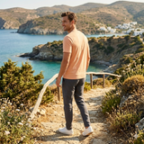 H&M crewneck t-shirt coral worn back view 