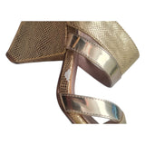 Women's Snake-Effect Wedge Sandals Gold 7