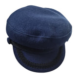 Lion captain newsboy cap navy blue side front view