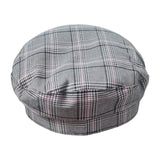 River Island women's plaid newsboy cap black pink white back view