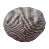 Men's houndstooth flat cap blue brown beige black back view