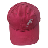 Red cap with a logo on a white background