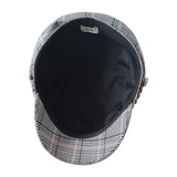 River Island women's plaid newsboy cap black pink white inside view