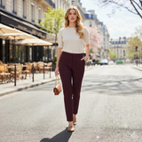 Burgundy Virgin Wool Flare Trousers Size 12