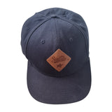 Smith & Miller Leather Patch Snapback Cap Navy front view