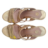 Women's Snake-Effect Wedge Sandals Gold 7