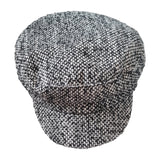 Mango houndstooth newsboy cap black white front view