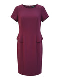 Women's Burgundy Peplum Midi Pencil Dress Size UK 10