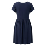 Women's V-Neck Wrap Midi Dress Short Sleeve XL
