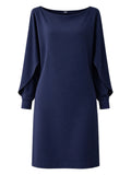 Navy Blue Sheath Dress with Slit Sleeves Size 6