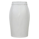 Belted Pencil Midi Skirt White 12