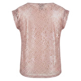 Women's Metallic Lace Top Blush Pink UK 8