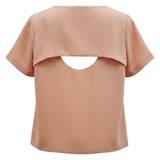 Laureen Short Sleeve Keyhole Back Top Nude 10