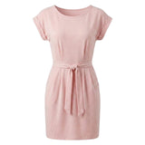 Light Pink Mini Dress with Waist Tie Size UK 8