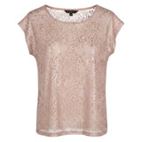 Women's Metallic Lace Top Blush Pink UK 8