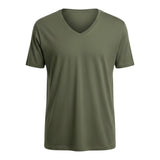Men's Plain V-Neck T-Shirt Khaki 2XL