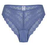 Olly Lingerie Dawa Lace Brazilian Shorty Briefs Blue front view
