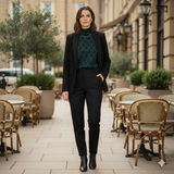 Women's Turtle Neck Phené Top 'Lolita Leopard Green' Size S