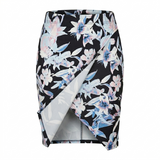 Women's Floral Pencil Skirt Navy Blue 8