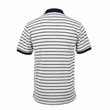 Men's White Navy Stripe Polo Shirt Size XL
