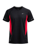 Black Red Sports T-shirt for Men, Breathable Activewear Size L