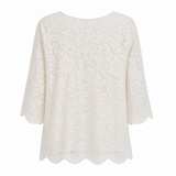 Lace Floral Relaxed Fit Blouse Cream 8
