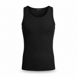 Men's Black Ribbed Sleeveless Tank Top XL