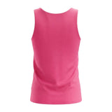 A bright pink sleeveless tank top shown from the back on a clean, white background.