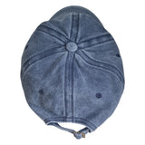 Blue denim cap on a white background