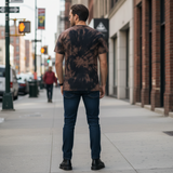 Men's Custom Motorcycles Graphic T-Shirt Brown Black Acid Wash XL