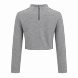 Crop Mock Neck Top Grey Marl S