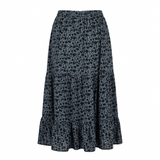 Women's Blue Foliage Tiered Midi Skirt 12