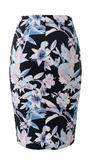 Women's Floral Pencil Skirt Navy Blue 8