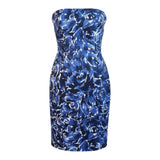 Women's Blue Floral Strapless Dress Size 14